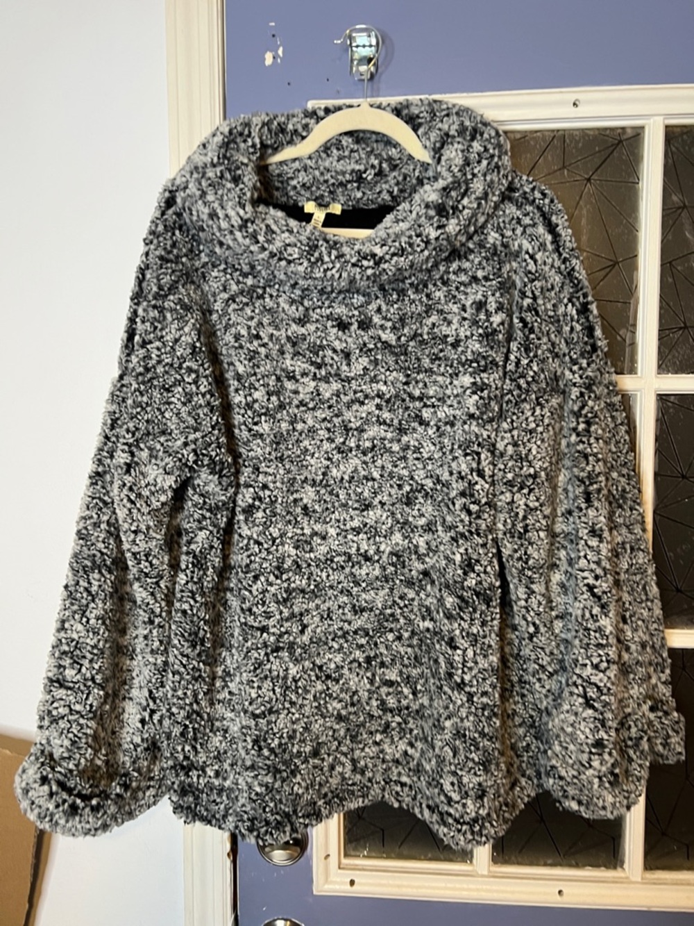 Cozy Gray Marled Sherpa Funnel-Neck Women’s Sweater Kori size large NWT